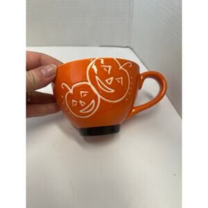 Starbucks 2007 Coffee Halloween Pumpkin Jack O Lantern Mug Cup Orange 10 oz